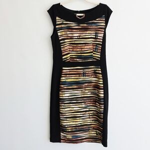 Joseph Ribkoff Striped Multicolor Cap Sleeve Stretchy Dress Women's Size 12